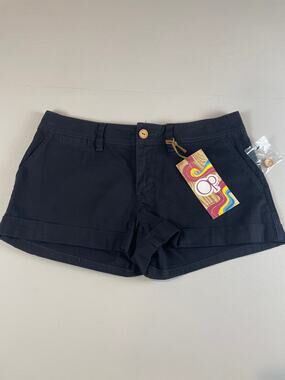 Ocean Pacific Black V‑Notch Cuffed Shorts Sz 9 NWT Cotton Blend Summer Essential